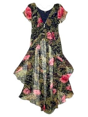 Hommage from Los Angeles Women's High Low Floral Sheer Maxi Cardigan Top Size S